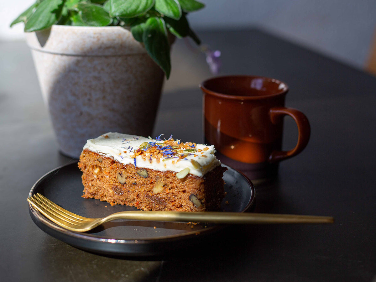 A slice of Cakesmiths Ultimate Carrot cake